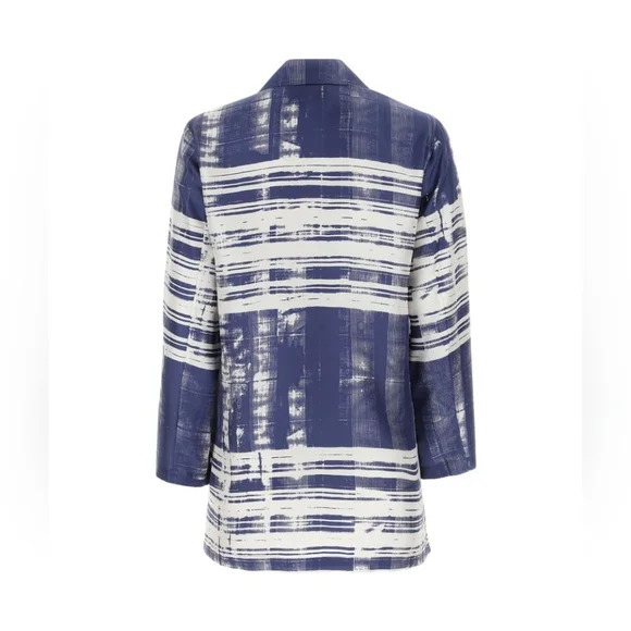 Max Mara Studio Franca Printed 100% Silk Shirt Blouse Abstract Striped Size 10 - Picture 4 of 16